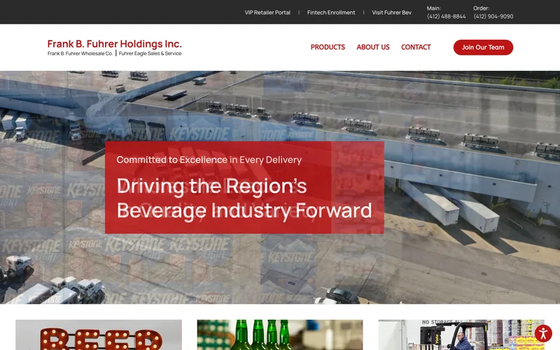 The Frank B. Fuhrer Wholesale website, designed and built by Miles Media