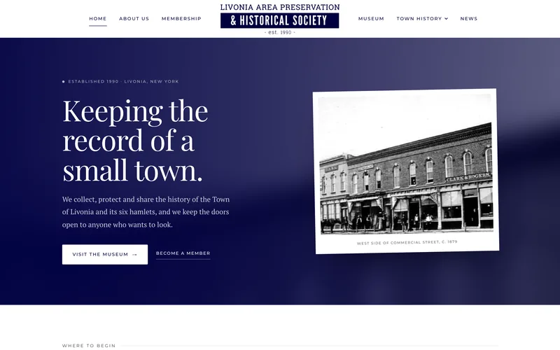 The Livonia Historical Society website, designed and built by Miles Media