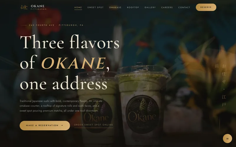 The Okane website, designed and built by Miles Media