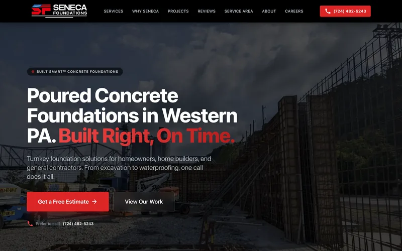 The Seneca Foundations website, designed and built by Miles Media
